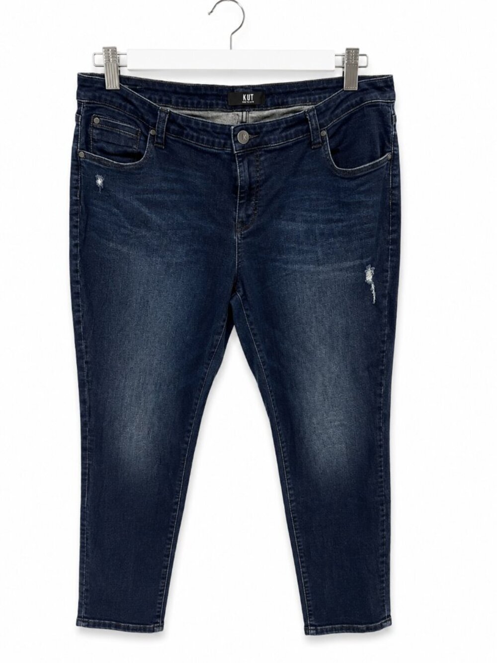 KUT from the Kloth Catherine Boyfriend Jeans Womens Dark Wash Distres 24W